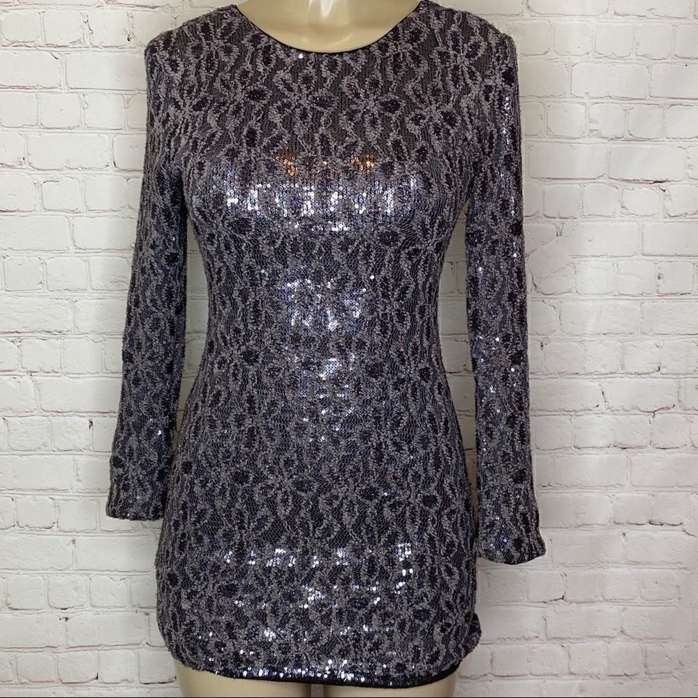 MM Couture Long Sleeve Sequin Dress